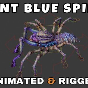 Giant Blue Spider Rigged And Animated 3D Model